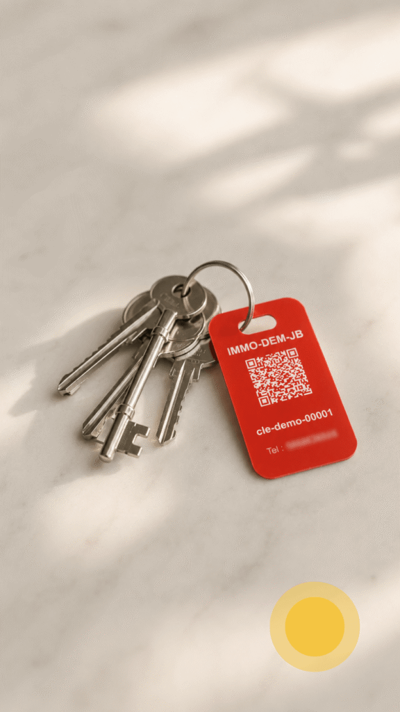 Registre du logiciel de gestion des clés Tarao : fiche objet avec photo de l'étiquette QR Code