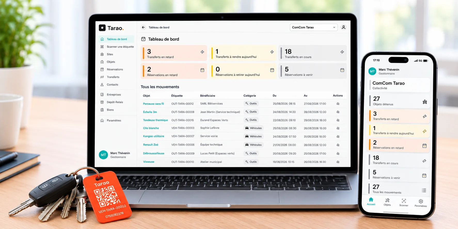 Historique des remises des objets dans le logiciel Tarao